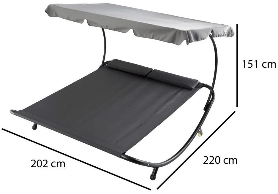 Záhradné ležadlo so strieškou pre dve osoby