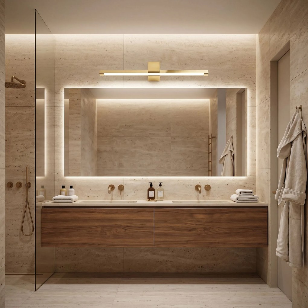 Toolight Toolight, LED kúpeľňové nástenné svietidlo 60cm, 12W, 1500lm, SWE044-1W, zlatá lesklá, OSW-20144