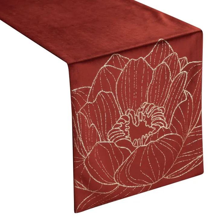 Dekorstudio Elegantný zamatový behúň na stôl BLINK 13 tehlový Rozmer behúňa (šírka x dĺžka): 35x180cm