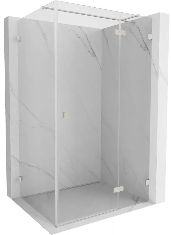 Mexen Lunar T, sklopný pravý sprchový kút 140 x 80 cm, 8mm číre sklo, oceľový profil, 834T-140-080-97-00-P