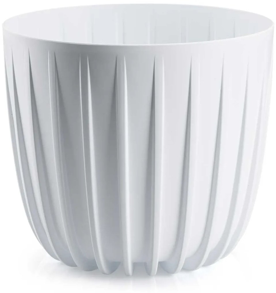 PLASTOVÝ KVETINÁČ STRIPPED 24X21 CM BIELA