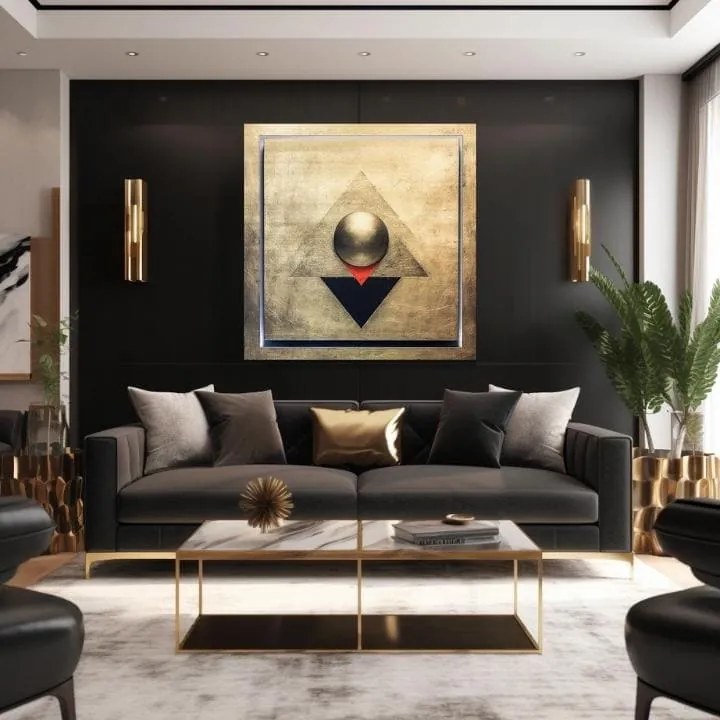 Zlatý dotyk na plátne Symmetry in Gold 70x70 cm