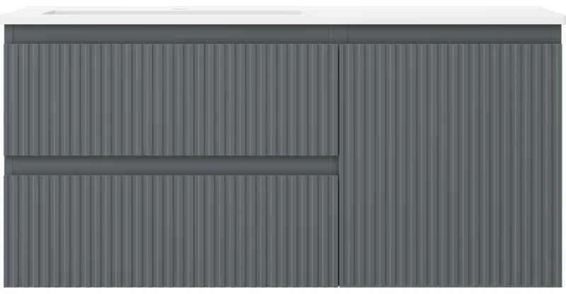 Mexen Rivel, kúpeľňová skrinka 100 cm s ľavým umývadlom Otis, 2S, 1D, drážkovaná, grafitová/biela matná, 91A23-10047-3-BBFFF66-W18L01