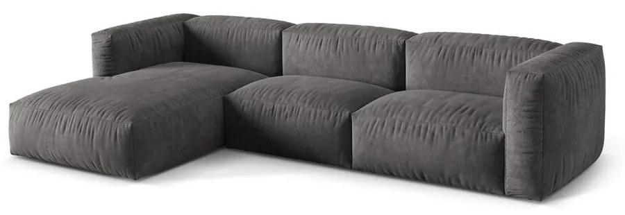 Sivá zamatová modulárna rohová pohovka (ľavý roh/s leňoškou) Martina – Micadoni