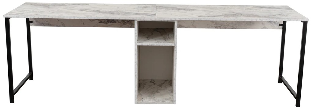 Kancelářská sestava pro 2 osoby TWIN bílý mramor/černá