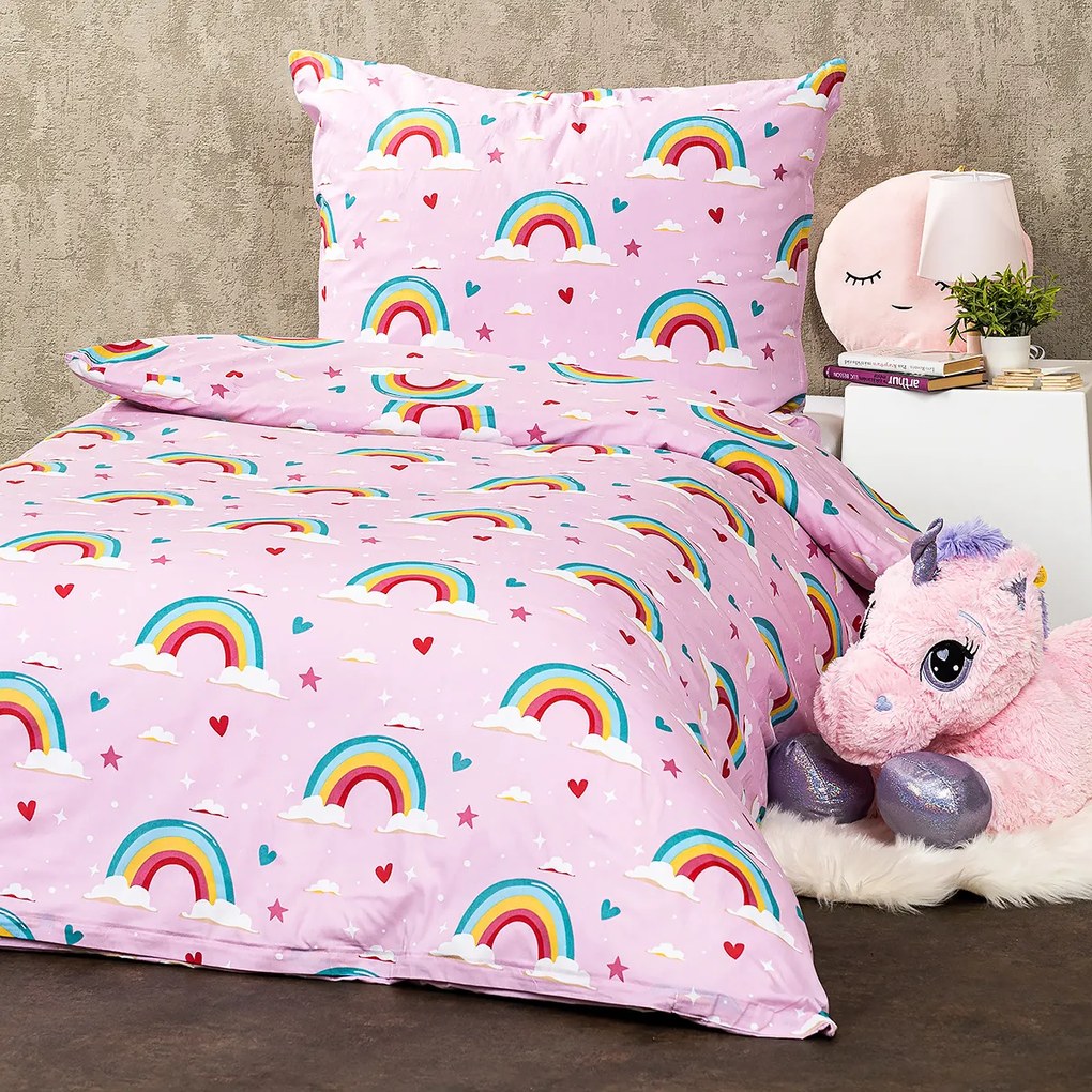 4Home Detské bavlnené obliečky Rainbow, 140 x 200 cm, 70 x 90 cm, 140 x 200 cm, 70 x 90 cm
