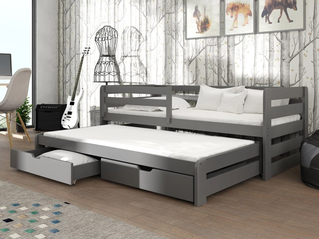 Detská posteľ 90 cm Simo (grafit) (s roštom). Akcia -10%. Vlastná spoľahlivá doprava až k Vám domov. 615022