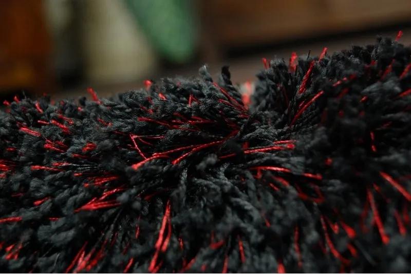 styldomova Čierno-červený koberec shaggy narin P901