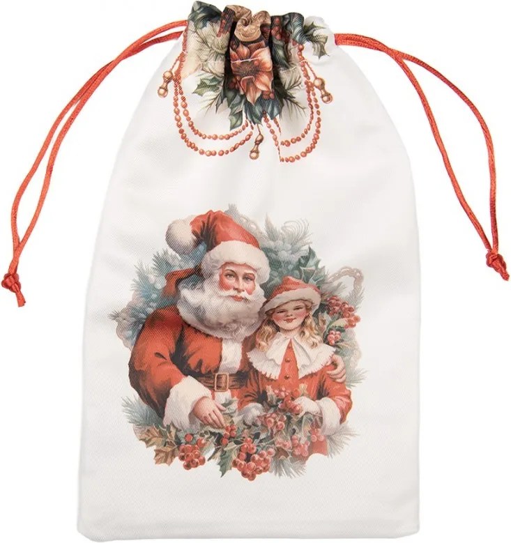 Látkové vianočné vrecko Santa s dievčatkom - 14*1*22 cm
