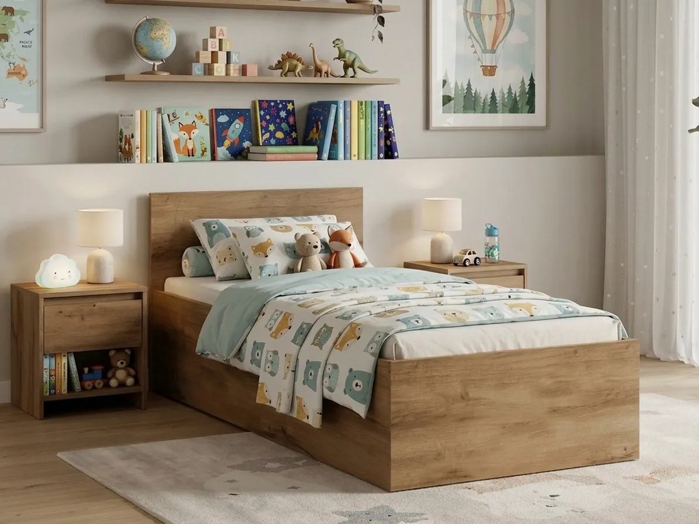 Posteľ SOFIA 80 x 200 cm, dub artisan Rošt: S lamelovým roštom, Matrac: Matrac COCO MAXI 20 cm