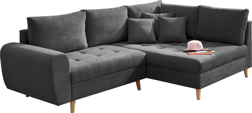 XXXLutz ROHOVÁ SEDAČKA, textil, kompozitné drevo, antracitová MID.YOU - Sedačky - 002220026003