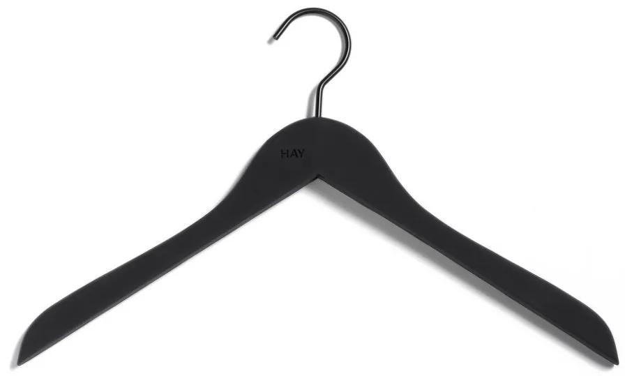 HAY Ramienka Soft Coat Hanger Slim Black, set 4ks