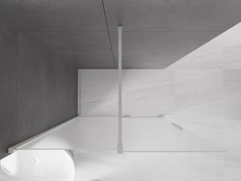 Mexen Velar, sprchová zástena s posuvnými dverami Walk-in 130 x 200 cm, 8mm sklo námraza, brúsená oceľ, 871-130-000-33-97