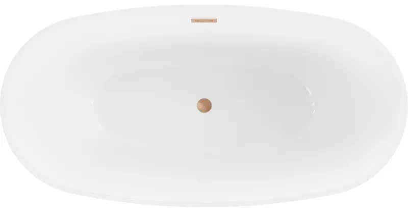 Mexen Eris, voľne stojaca vaňa 180 x 95 cm, biela-čierna, medená matná prepad, 53441809575-65