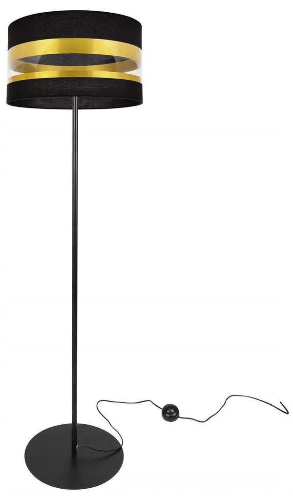 Podlahová lampa INTENSE GOLD, 1x textilné tienidlo (výber zo 6 farieb), (výber z 3 farieb konštrukcie), (fi 35cm), O