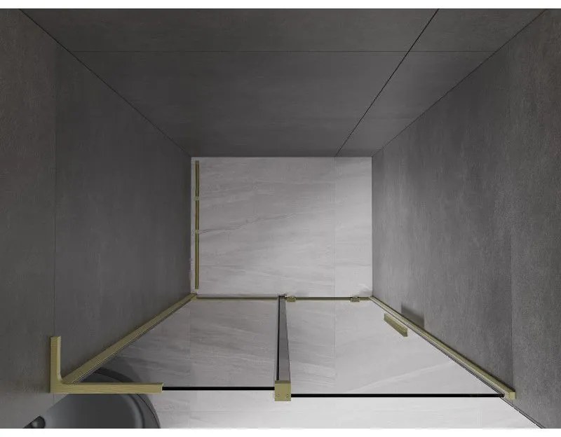 Mexen Velar L, posuvné sprchové dvere do otvoru 90 cm, 8mm šedé sklo, zlatá matná, 871-090-003-41-55