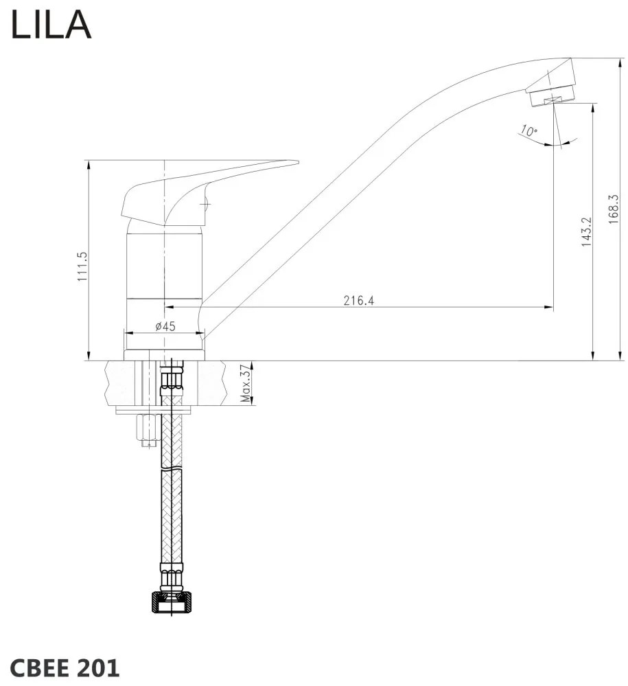 Mereo Mereo, Drezová stojanková batéria, Lila, s ramienkom plochým 210 mm, chróm, MER-CBEE201