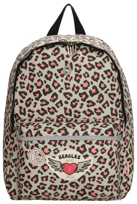Beagles Béžový vodeodolný batoh do školy „Leo Pink“ 12L
