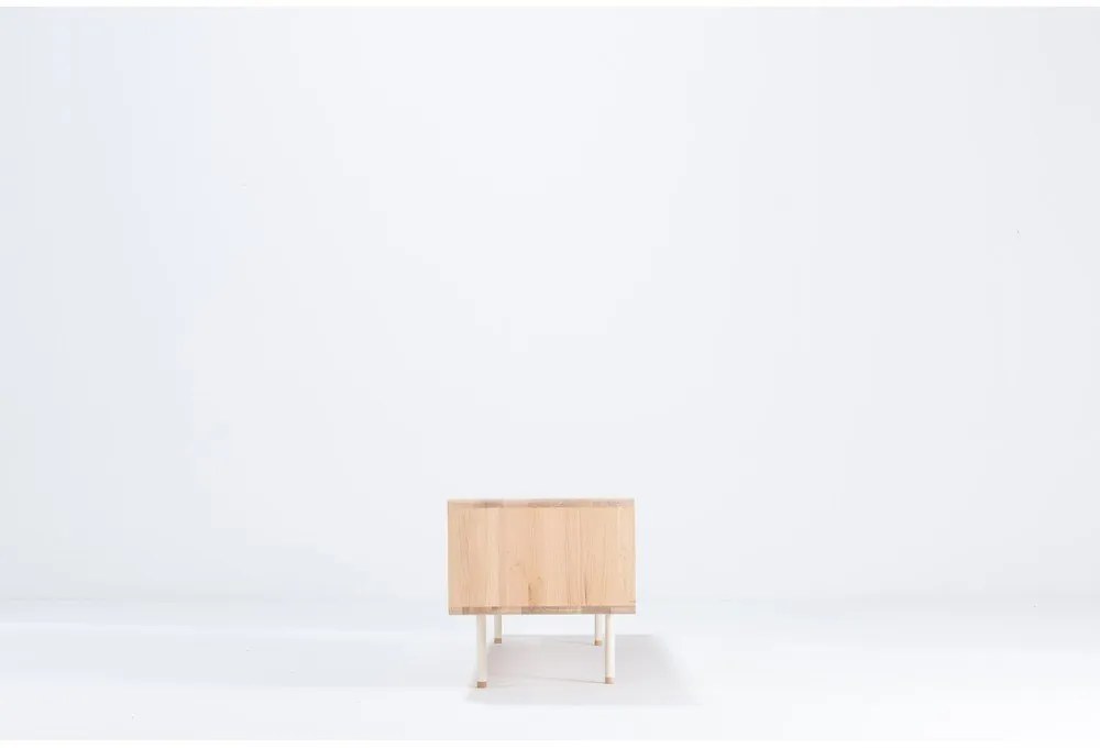 TV stolík z dubového dreva v bielo-prírodnej farbe 200x48 cm Fina – Gazzda