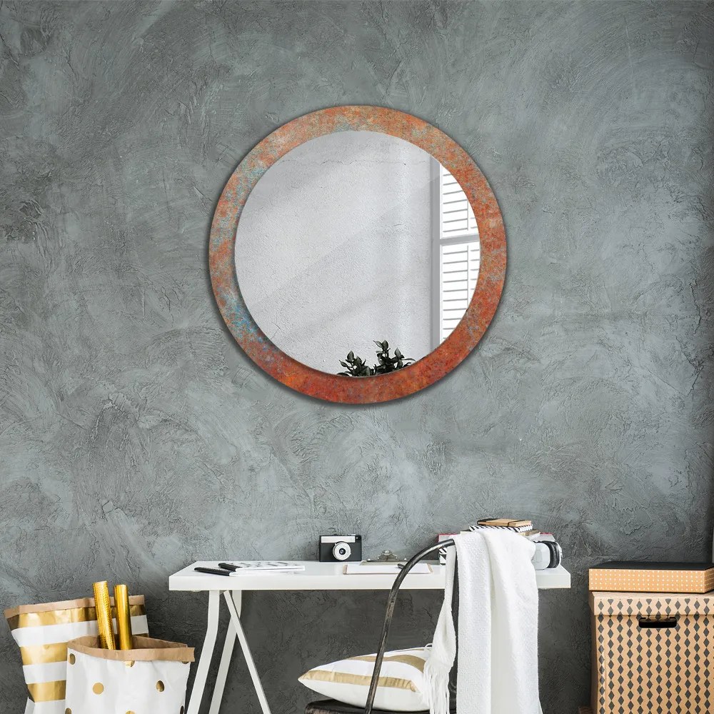 Okrúhle zrkadlo s potlačou Hrdzavý kov fi 80 cm