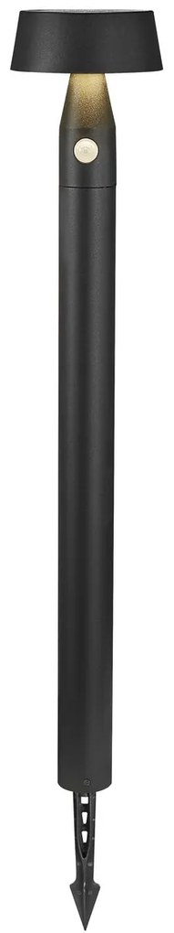 Nordlux Čierny záhradný solárny LED stĺpik Nama s pohybovým čidlom zapichovací 1W 90cm 2118278003