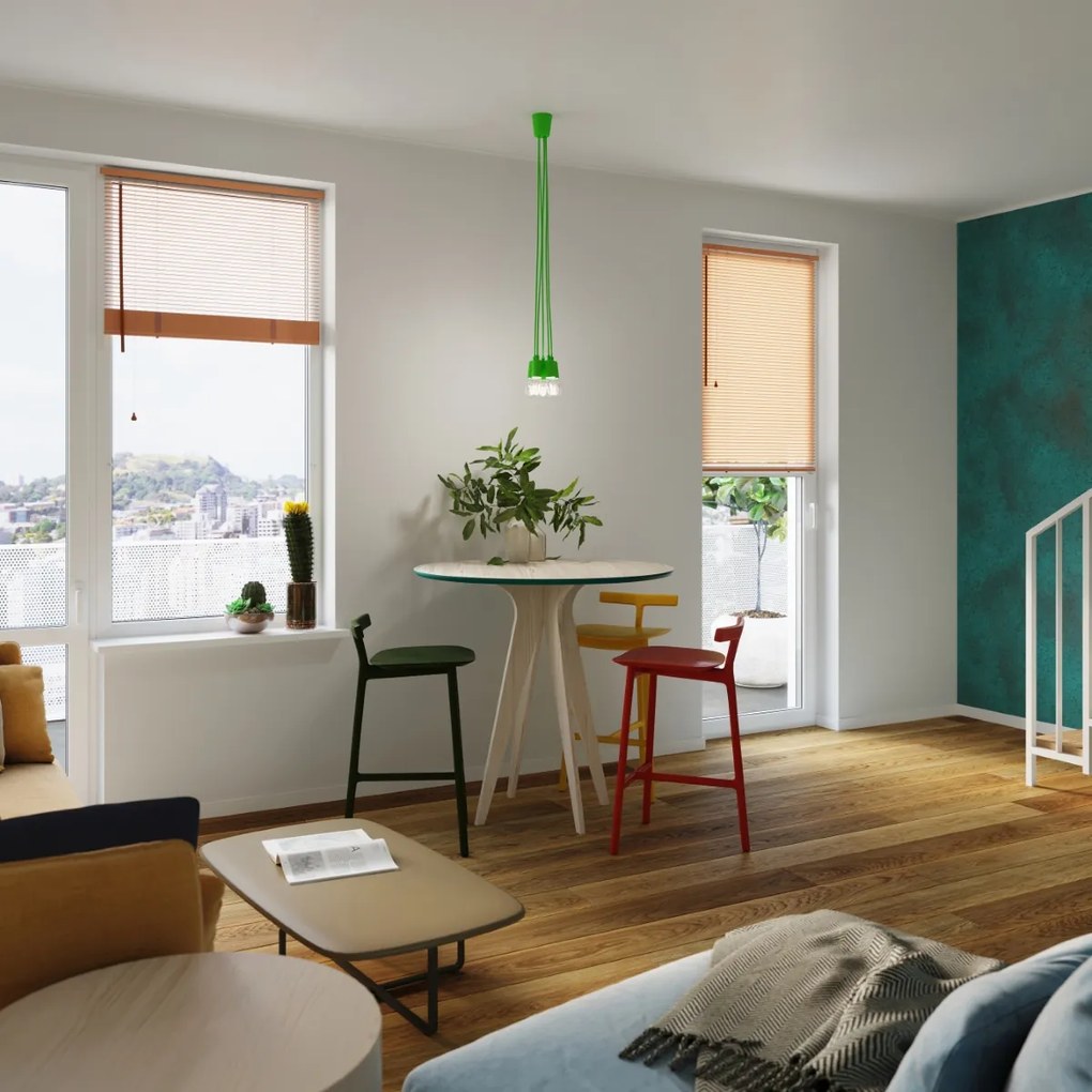 Závesné svietidlo Diego 3, zelené telo svietidla