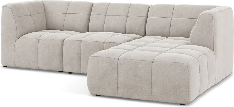 Béžová zamatová rohová pohovka (pravý roh/s leňoškou) Aloha – Makamii