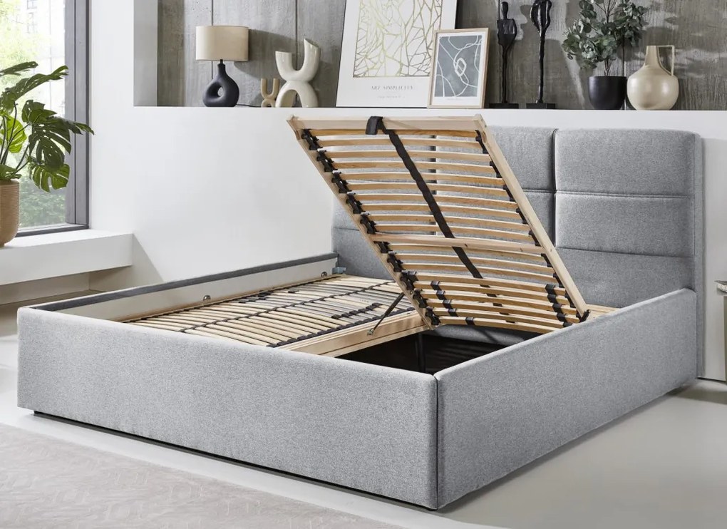 Posteľ Domango 180x200 cm, svetlo šedá látka