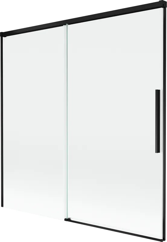 Mexen Rox, 2-krídlová posuvná vaňová zástena 160 x 150 cm, 8mm číre sklo, čierny matný profil, 8C9-160-001-70-00