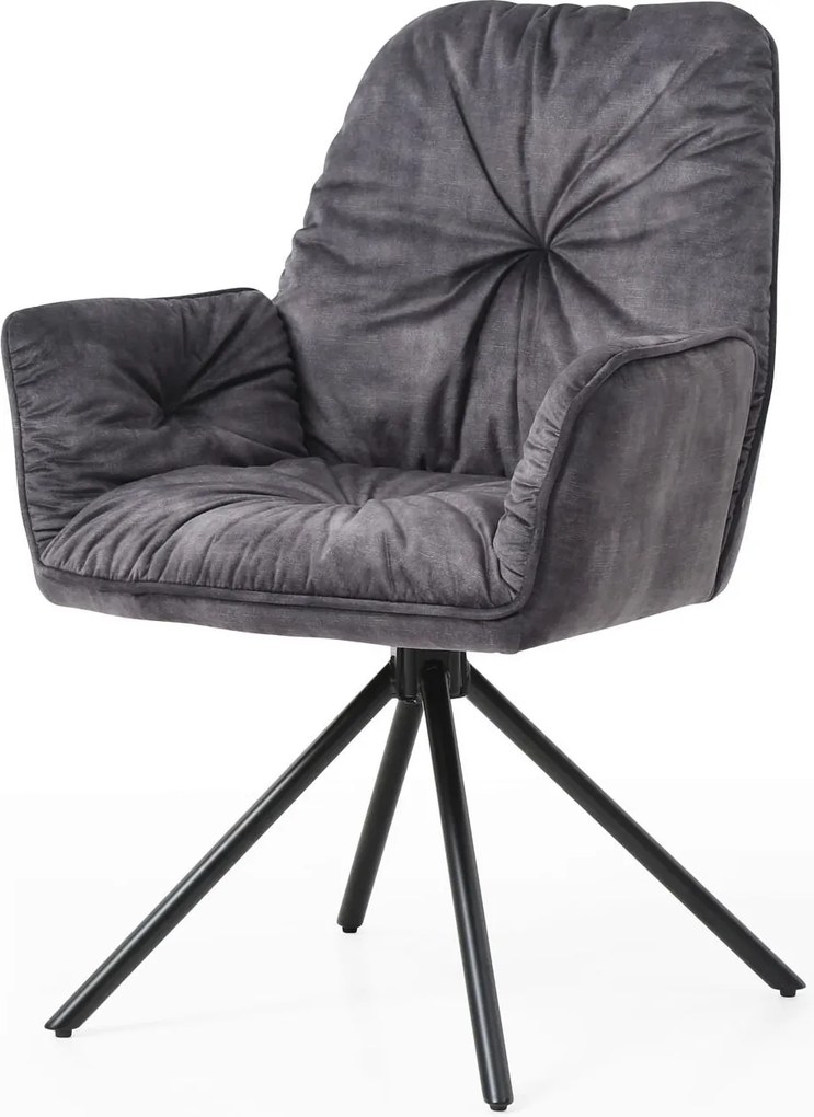 XXXLutz STOLIČKA S PODRÚČKAMI, zamat, velúr, čierna MID.YOU - Stoličky - 001769016503