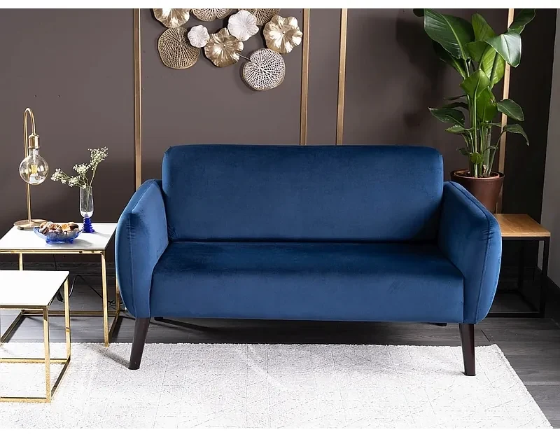 Sedacia súprava Elsa Velvet, dvojsedadlo, modrá / čierna
