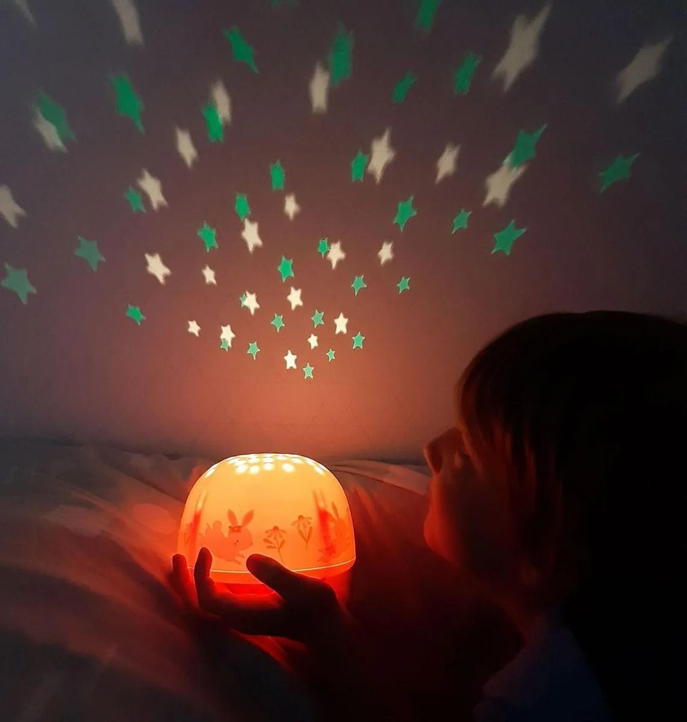 A Little Lovely Company Detská LED lampička s projektorom nočnej oblohy Bunny