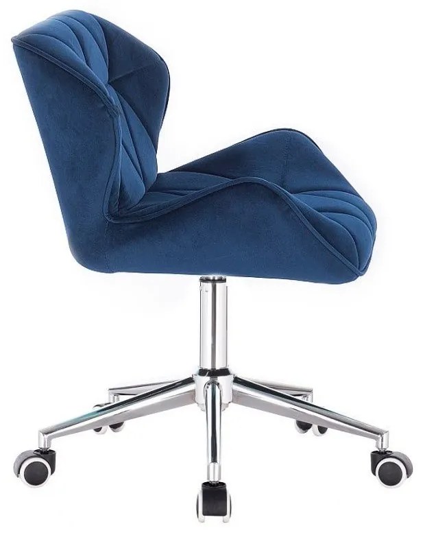 LuxuryForm DESIGN Stolička MILANO VELUR na striebornej podstave s kolieskami - modrá