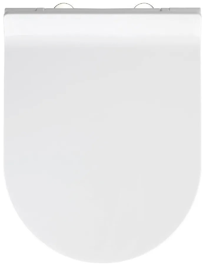 Biele WC sedadlo s jednoduchým zatváraním Wenko Habos, 46 × 36 cm