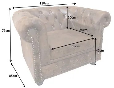 Kreslo 17383 Chesterfield Antik hnedá  - Komfort-nábytok