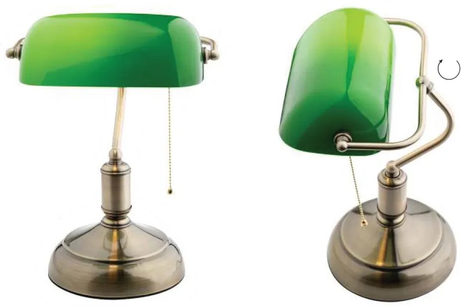 ACA DECOR PRESTIGE stolná lampa 1xE27/60W/230V mosadz/zelená