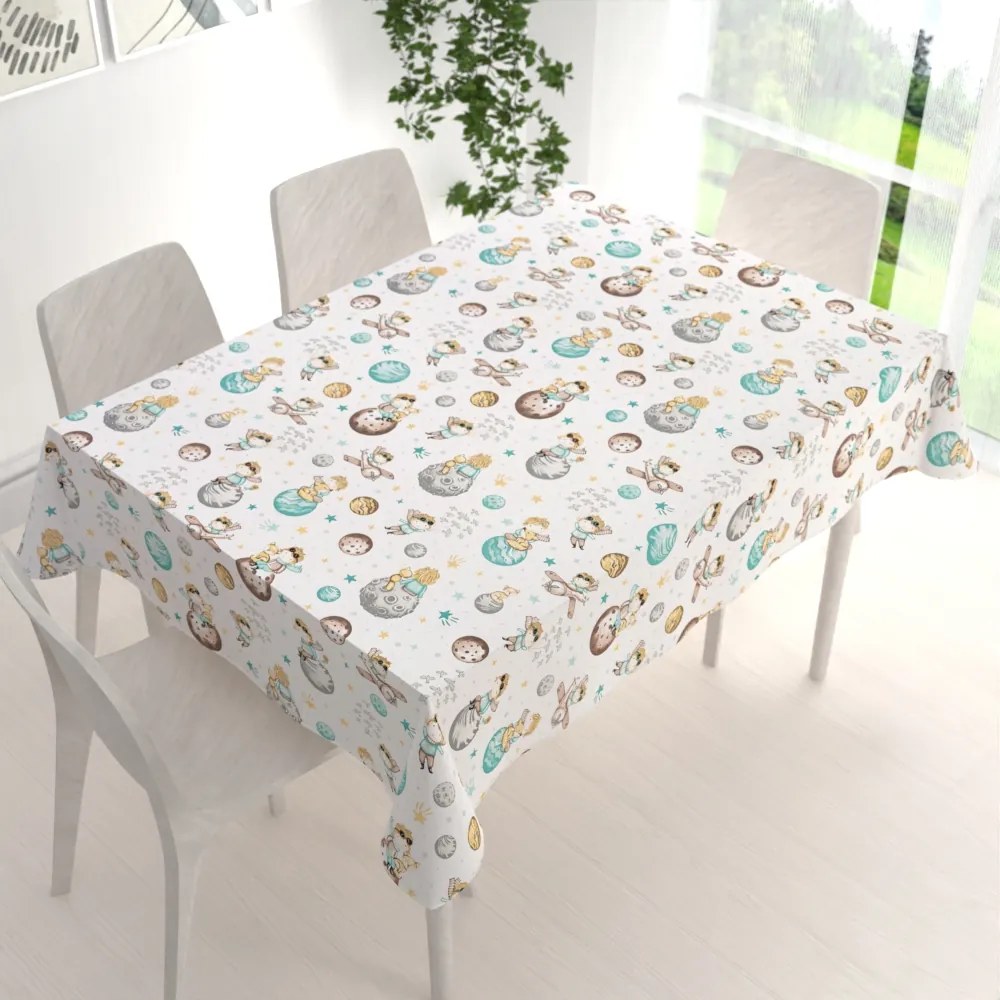 Biante Detský bavlnený obdĺžnikový obrus Sandra SA-561 Malý princ na bielom 80x120 cm