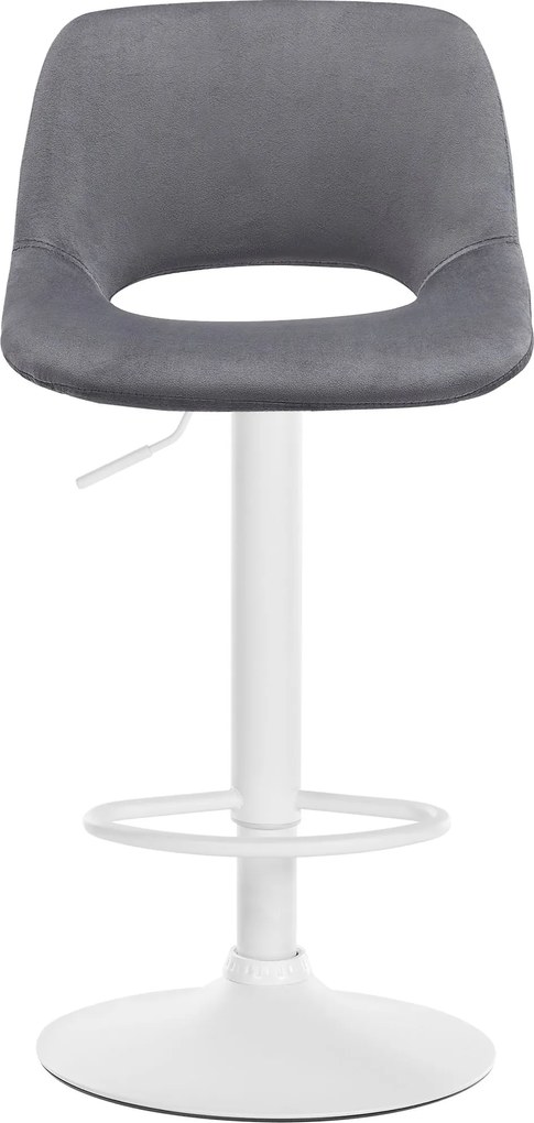 Barová stolička Camden - zamat, biely rám Tmavo sivá