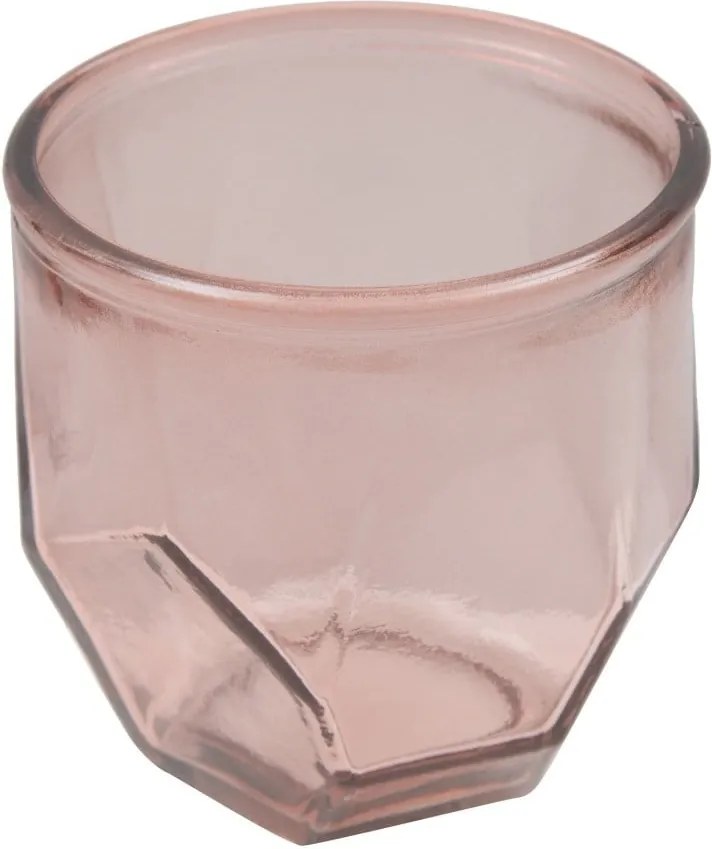 Ružový svietnik z recyklovaného skla Mauro Ferretti Stone, ⌀ 9 cm