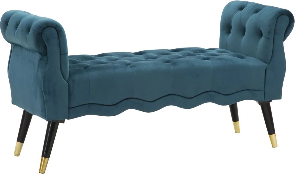 Lavica Paris 120 cm zamat tyrkysová/zlatá