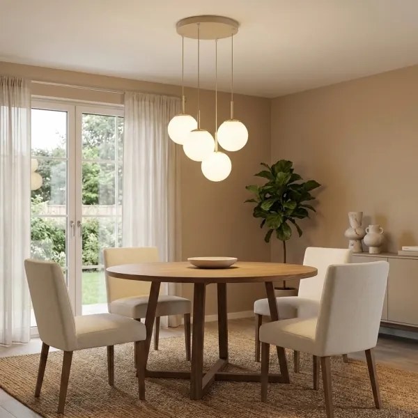 Brilagi - Luster na lanku MILO ECRU 4xE27/60W/230V béžová/zlatá