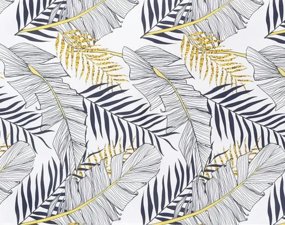 Behúň na stôl 40x150 cm, listy, biely