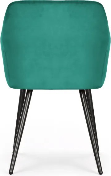 Sada štyroch jedálenských stoličiek ESTELLE zamatové, fľaškovo zelené / čierne nohy (4 ks)