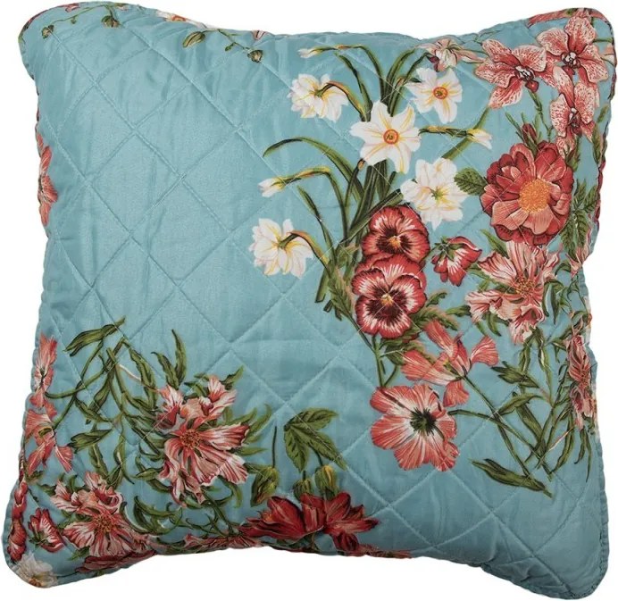 Modrá obliečka na vankúš s kvetinovým motívom Flowery - 50*50 cm