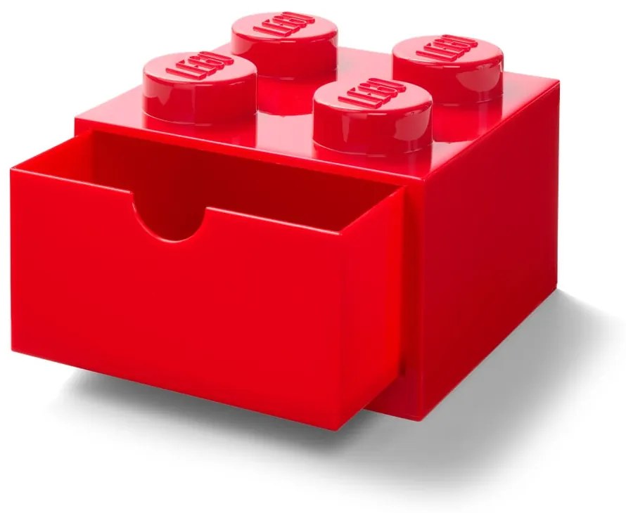 Červený stolový box so zásuvkou LEGO®, 15 x 16 cm
