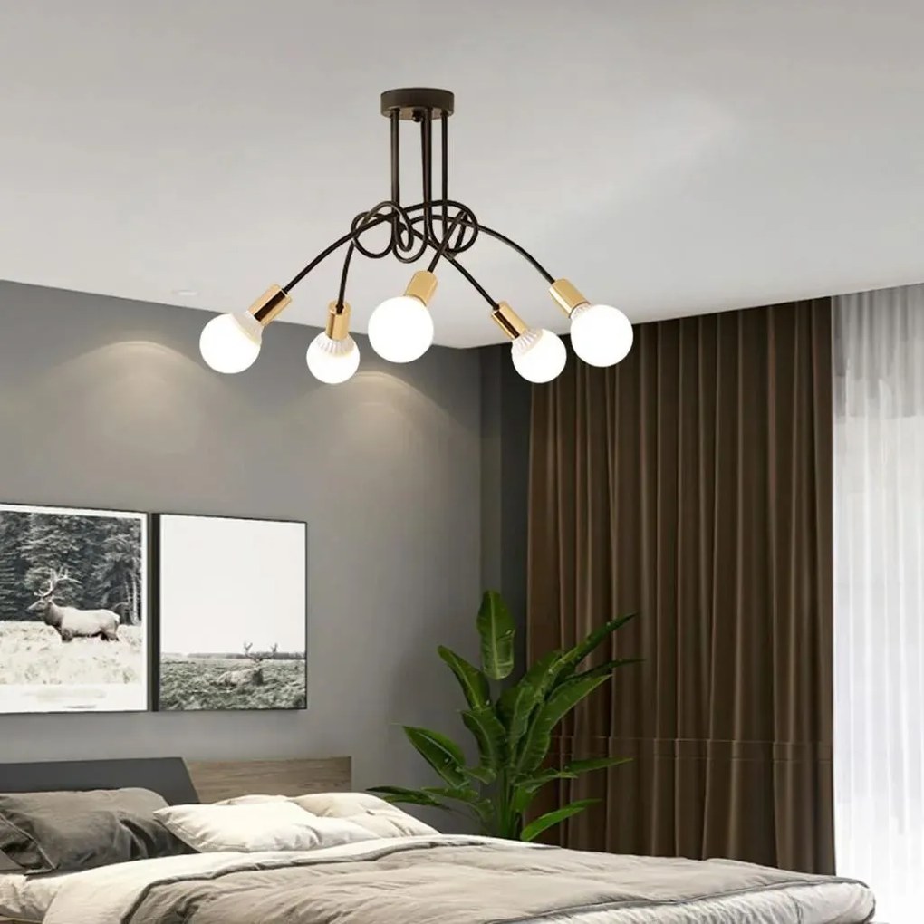 Toolight - Závesné svietidlo Paradise 5xE27 60W APP518-5C, čierna-zlatá, OSW-01102