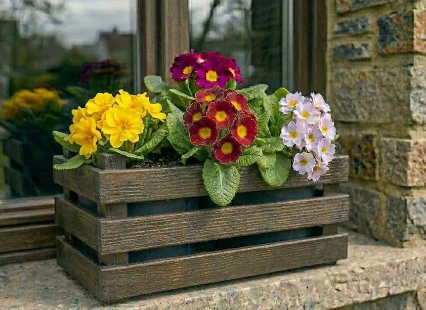 AMADEA Drevený obal na dva kvetináče - tmavý, 32x17x15cm, drevený kvetináč Český výrobok