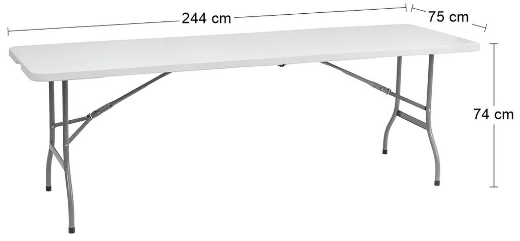 Cateringový skladací stôl Vivas 244x75 cm - sivá / biela