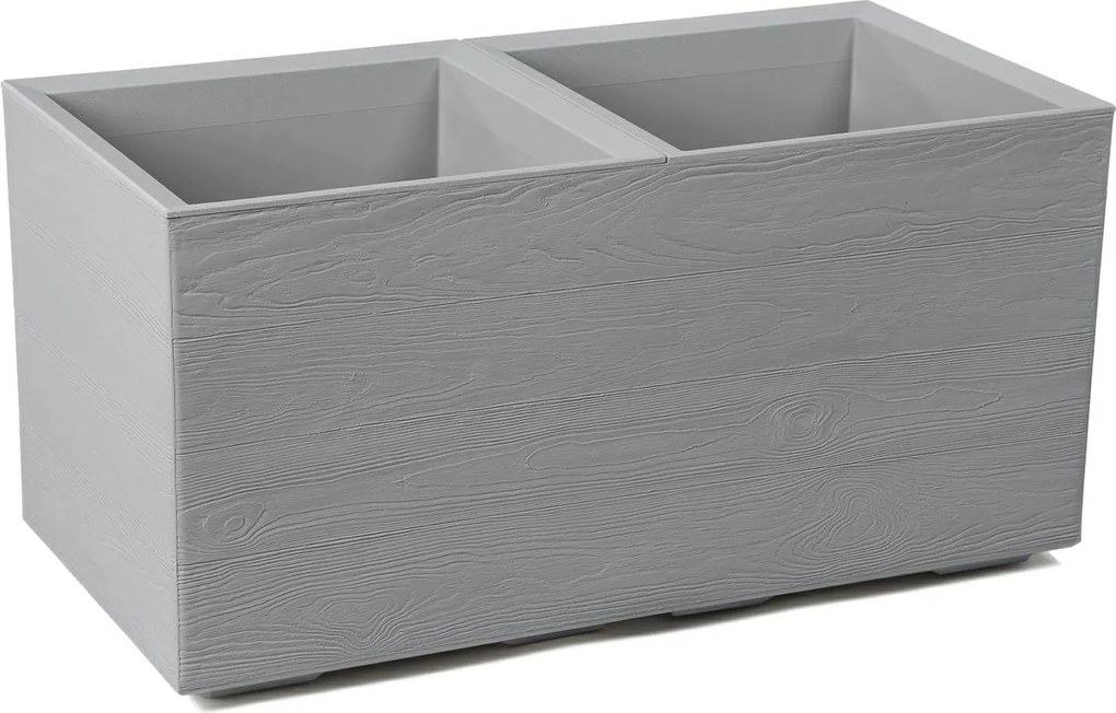 PLASTOVÝ KVETINÁČ NA KOLIESKACH BETONIQUE ECO 39X39X78 CM DREVENÝ DEKOR SIVÁ