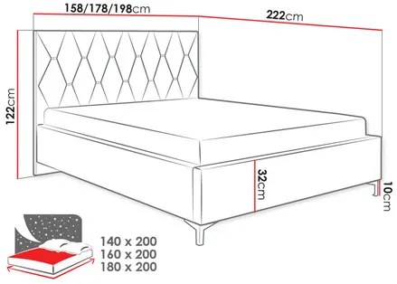 Manželská posteľ 180 cm Inferno 100 (svetlobéžová). Vlastná spoľahlivá doprava až k Vám domov. 1122275